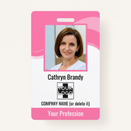 Roze persoonlijke medewerker, foto, streepjescode  badge