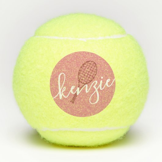 Roze persoonlijke meisjesnaam tennisballen (Voorkant)