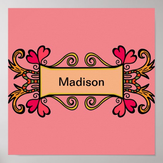 Roze persoonlijke moderne meisjesruimte poster (Voorkant)