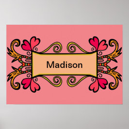 Roze persoonlijke moderne meisjesruimte poster