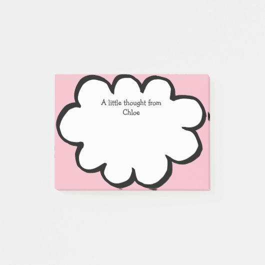Roze Persoonlijke Naam Bericht Cute Cloud Post-it® Notes (Voorkant)