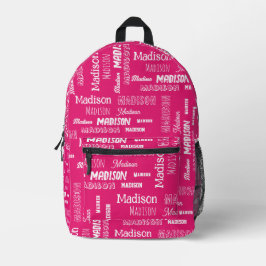 Roze Persoonlijke Naam Meisje Terug naar School Ki Bedrukte Rugzak