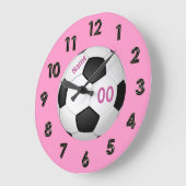 Roze Persoonlijke Soccer-klokken met NAAM en NUMME Grote Klok (Hoek)
