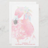  Roze Persoonlijke Stationery van Flamingo Briefpapier (Voorkant / Achterkant)