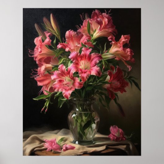 Roze Peruaanse Lelie Bloemen Art Print Poster (Voorkant)