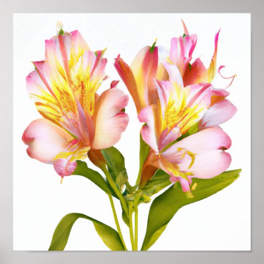 Roze Peruaanse Lelie Bloemen Art Print Poster (Voorkant)