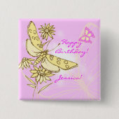 Roze pervlinderButton Vierkante Button 5,1 Cm (Voorkant)