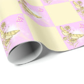Roze pervlinderpapier cadeaupapier (Rol Hoek)