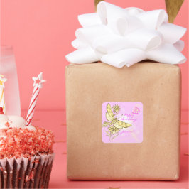 Roze pervlinderSticker Vierkante Sticker