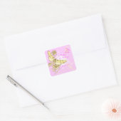 Roze pervlinderSticker Vierkante Sticker (Envelop)