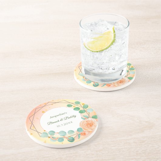 Roze Perzenkruid Brunch Floral Sandstone Onderzett Zandsteen Onderzetter (Zijkant)