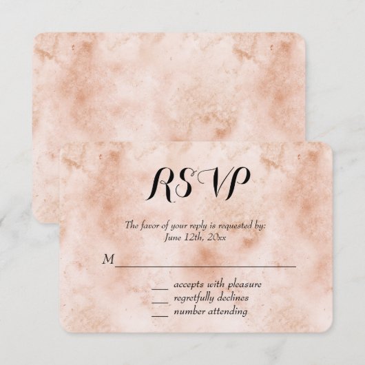 Roze Perzik Abstract RSVP Kaartje (Voorkant / Achterkant)