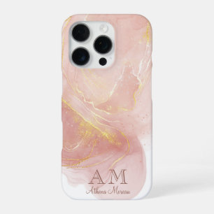 Roze Perzik Aquarel Inkt Aanpasbaar iPhone 16 Pro Hoesje