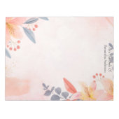 Roze Perzik Blauw Koraal Bloem Motief Van Het Buro Notitieblok (Voorkant)