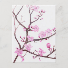 Roze perzik bloeiende tak in het voorjaar uitnodiging briefkaart