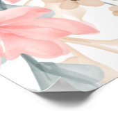 Roze Perzik Bloem 1e Verjaardagsbanner Poster (Hoek)