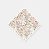 Roze Perzik Bloemen Bladeren Patroon Servetten (Hoek)