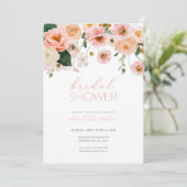 Roze & Perzik Bloemen Bruidsdouche Uitnodiging (Staand voorkant)