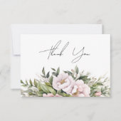 Roze Perzik Bloemen Elegante Huwelijk Bedankkaart (Voorkant)