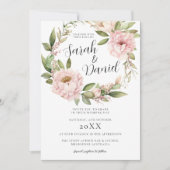 Roze Perzik Bloemen Elegante Huwelijk Kaart (Voorkant)