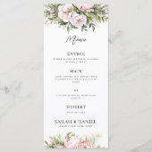 Roze Perzik Bloemen Elegante Huwelijk Menu (Voorkant)