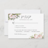 Roze Perzik Bloemen Elegante Huwelijk RSVP Kaartje (Achterkant)