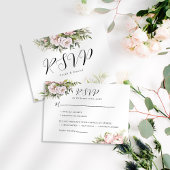 Roze Perzik Bloemen Elegante Huwelijk RSVP Kaartje