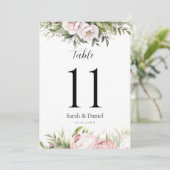 Roze Perzik Bloemen Elegante Trouwtafel Nummers (Staand voorkant)