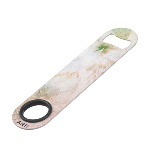 *~* Roze Perzik Bloemen Glitter Hemelse Waterverf Speed Flessenopener (Achterkant Gekanteld)