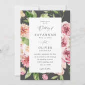 Roze & Perzik Bloemen & Groen Bruiloft - Grijs V2 Kaart (Voorkant)