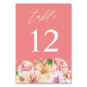 Roze & Perzik Bloemen & Groene Table Nummer - Roze Kaart (Achterkant)