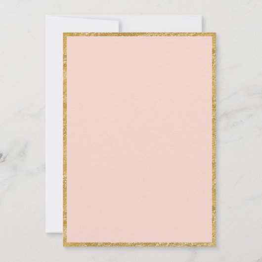 Roze Perzik Bloemen Hydrangea Goud Moderne bruilof Kaart (Achterkant)