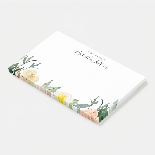 Roze & perzik bloemen van het bureau van post-it® notes (Schuin)