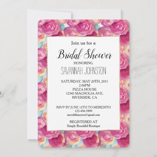  roze perzik bloemen Vrijgezellenfeest Kaart (Voorkant)