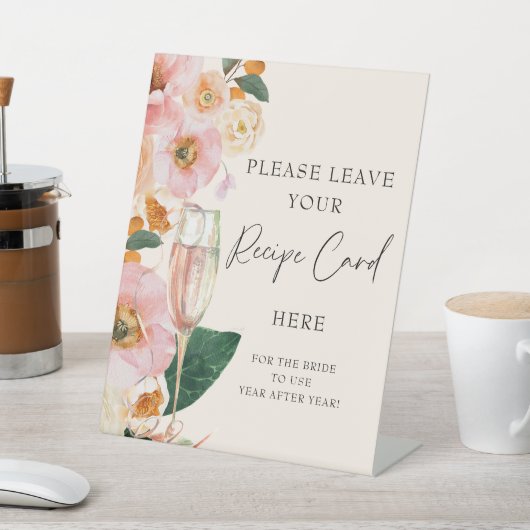 Roze perzik bloemenchampagne recept Kaart Reclamebord Met Voetstuk (Insitu)