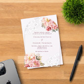 Roze perzik bloemenkantboog bruiloft acryl uitnodigingen