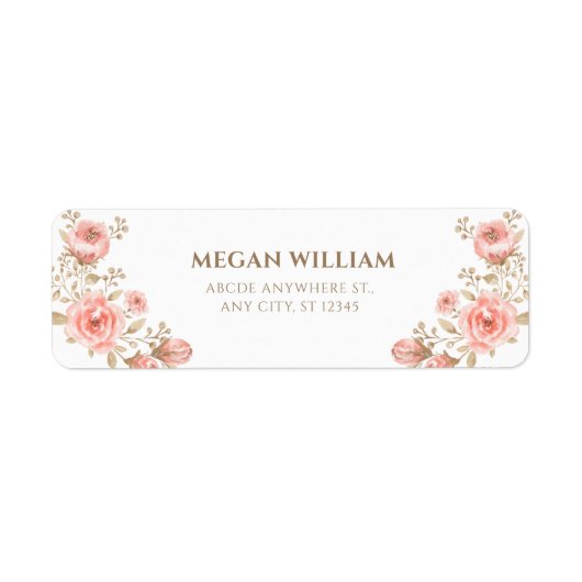 Roze perzik bloemig etiket (Voorkant)