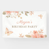 Roze perzik bloemig spandoek (Horizontaal)