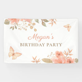 Roze perzik bloemig spandoek