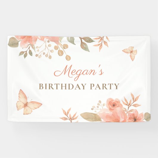 Roze perzik bloemig spandoek (Horizontaal)