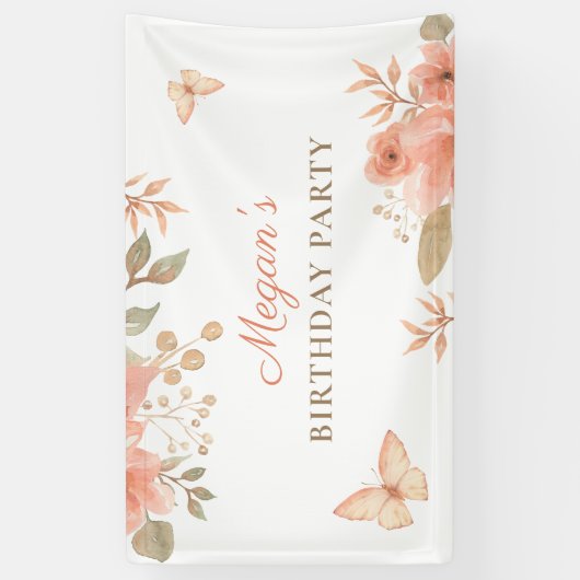 Roze perzik bloemig spandoek (Verticaal)