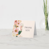 Roze perzik bloemig Vrijgezellenfeest Bedankkaart (Voorkant)