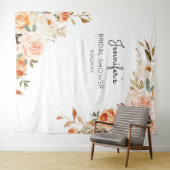 Roze & Perzik Bloemige Bruidsdouche of Feest Wandkleed (In Situ (horizontaal))