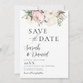 Roze Perzik Bloemige Elegante Bruiloft Save The Date (Voorkant)