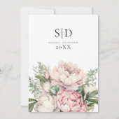 Roze Perzik Bloemige Elegante Bruiloft Save The Date (Achterkant)