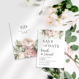 Roze Perzik Bloemige Elegante Trouwdag Save The Date