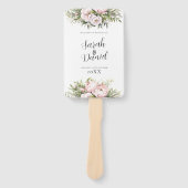 Roze Perzik Bloemige Elegante Trouwprogramma's Handwaaier (Voorkant)