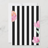 Roze perzik bloemige zwarte witte streep vrijgezel kaart (Achterkant)