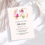 Roze perzik bloemnummers goud Sweet 16 Kaart<br><div class="desc">Een moderne,  stijlvolle en glamoureuze uitnodiging voor een Sweet 16,  16th verjaardagsfeestje. Een perzikkleurige achtergrond. Versierd met forale nummers in faux goud en roze. De naam is geschreven met een modern handschrift. Personaliseer en voeg uw feestdetails toe.</div>