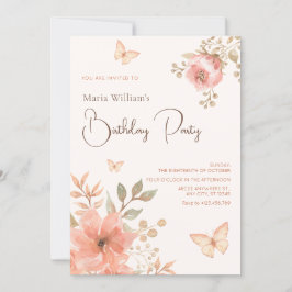 Roze perzik bloemvlinder kaart